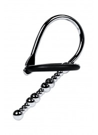 Серебристый уретральный плаг-бусины TOYFA Metal с мягким фиксириющим кольцом - ToyFa - купить с доставкой в Ногинске