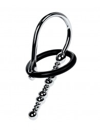 Серебристый уретральный плаг-бусины TOYFA Metal с мягким фиксириющим кольцом - ToyFa - купить с доставкой в Ногинске