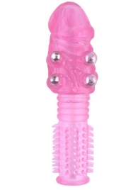 Стимулирующая розовая насадка с шишечками и шипами - 13,5 см. - Toyfa Basic - в Ногинске купить с доставкой
