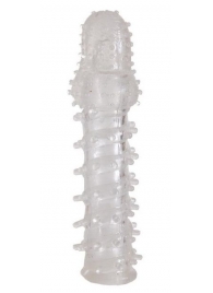 Прозрачная, закрытая насадка с шипами и точками - 13,5 см. - Toyfa Basic - в Ногинске купить с доставкой
