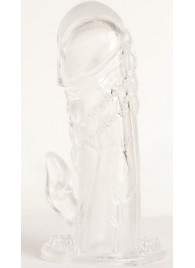 Прозрачная гелевая насадка с клиторальным отростком - 13 см. - Toyfa Basic - в Ногинске купить с доставкой