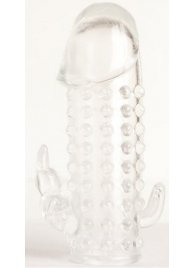 Гелевая прозрачная насадка с 2 отростками - 13 см. - Toyfa Basic - в Ногинске купить с доставкой