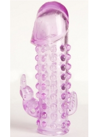 Закрытая фиолетовая насадка с 2 отростками - 13 см. - Toyfa Basic - в Ногинске купить с доставкой