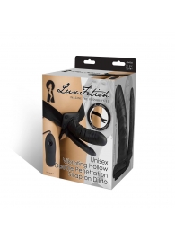 Полый страпон с двумя отростками и вибрацией Unisex Vibrating Hollow Strap-On Double Penetrating Dildo - 17,8 см. - Lux Fetish - купить с доставкой в Ногинске