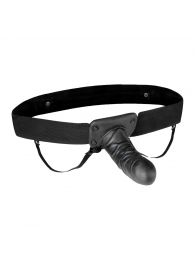Чёрный полый страпон с вибрацией Unisex Vibrating Hollow Strap-On - 14 см. - Lux Fetish - купить с доставкой в Ногинске