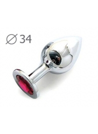 Коническая серебристая анальная втулка с малиновым кристаллом - 8,2 см. - Anal Jewelry Plug - купить с доставкой в Ногинске