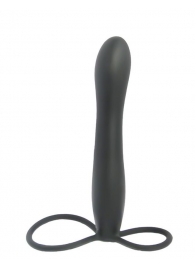 Черная насадка на пенис для двойной стимуляции Mojo BlackJack - 15 см. - Seven Creations - в Ногинске купить с доставкой