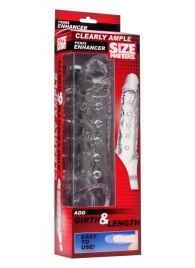 Прозразная закрытая насадка на пенис с поддержкой мошонки Clearly Ample Penis Enhancer - 22 см. - XR Brands - в Ногинске купить с доставкой