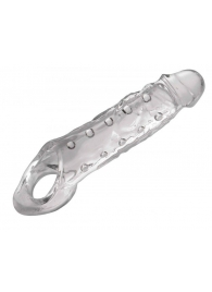 Прозразная закрытая насадка на пенис с поддержкой мошонки Clearly Ample Penis Enhancer - 22 см. - XR Brands - в Ногинске купить с доставкой