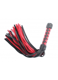 Черно-красная клеть с плетеной ручкой с ромбовидным узором - 45 см. - БДСМ Арсенал - купить с доставкой в Ногинске