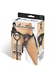 Черные трусики для страпона из патентованной кожи - Lux Fetish - купить с доставкой в Ногинске