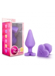 Фиолетовая анальная пробка Naughty Candy Heart Do Me Now - 8,9 см. - Blush Novelties - купить с доставкой в Ногинске