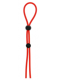 Красное лассо на пенис с двумя бусинами STRETCHY LASSO CAGE - Dream Toys - в Ногинске купить с доставкой
