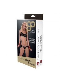 Красно-чёрные наручники на металлической цепочке - Blush Novelties - купить с доставкой в Ногинске