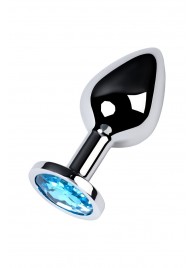 Серебристая конусовидная анальная пробка с голубым кристаллом - 8 см. - ToyFa - купить с доставкой в Ногинске