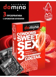 Презервативы для орального секса DOMINO Sweet Sex с ароматом клубничного коктейля  - 3 шт. - Domino - купить с доставкой в Ногинске
