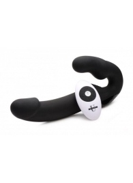 Черный безремневой страпон Urge Silicone Strap On с пультом ДУ - 24 см. - XR Brands - купить с доставкой в Ногинске