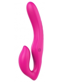 Ярко-розовый безремневой страпон REMOTE DOUBLE DIPPER - 22 см. - Dream Toys - купить с доставкой в Ногинске