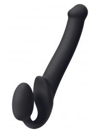 Черный безремневой страпон Silicone Bendable Strap-On M - Strap-on-me - купить с доставкой в Ногинске