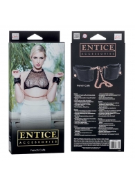 Черные мягкие наручники Entice French Cuffs с цепью - California Exotic Novelties - купить с доставкой в Ногинске