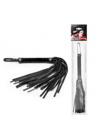 Черная гладкая плеть-флоггер с ручкой - 40 см. - Notabu - купить с доставкой в Ногинске