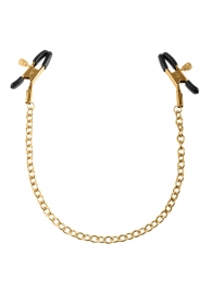 Чёрные с золотом зажимы на соски Gold Chain Nipple Clamps - Pipedream - купить с доставкой в Ногинске