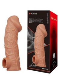 Телесная насадка на фаллос с фиксацией мошонки EXTREME SLEEVE - 15,6 см. - KOKOS - в Ногинске купить с доставкой