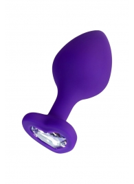 Фиолетовая анальная втулка Diamond Heart с прозрачным кристаллом - 8 см. - ToyFa - купить с доставкой в Ногинске