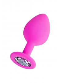 Розовая анальная втулка Brilliant с прозрачным кристаллом - 8 см. - ToyFa - купить с доставкой в Ногинске