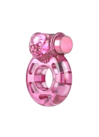 Розовое эрекционное кольцо с вибрацией Pink Bear - Baile - в Ногинске купить с доставкой