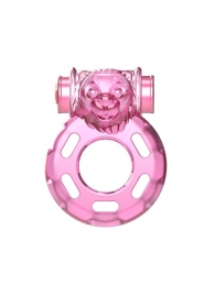 Розовое эрекционное кольцо с вибрацией Pink Bear - Baile - в Ногинске купить с доставкой