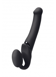 Черный безремневой вибрострапон Silicone Bendable Strap-On M - Strap-on-me - купить с доставкой в Ногинске