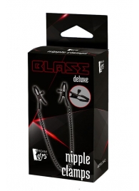 Черные зажимы на соски на цепочке BLAZE DELUXE NIPPLE CLAMPS - Dream Toys - купить с доставкой в Ногинске