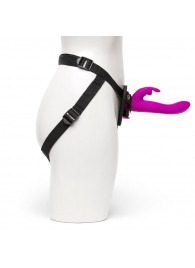 Лиловый страпон Rechargeable Vibrating Strap-On Harness Set - 17,6 см. - Happy Rabbit - купить с доставкой в Ногинске