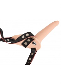 Телесный поясной страпон с вибрацией Vibrating Strap-On - 15,7 см. - Orion - купить с доставкой в Ногинске