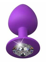 Фиолетовая анальная пробка со стразом Her Little Gem Large Plug - 9,5 см. - Pipedream - купить с доставкой в Ногинске