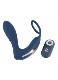 Синий вибростимулятор простаты с кольцом - 14,5 см. - Orion - в Ногинске купить с доставкой