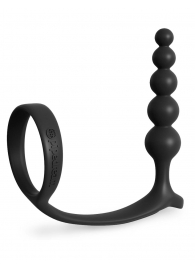 Черная анальная цепочка с эрекционным кольцом Ass-gasm Cockring Anal Beads - Pipedream - в Ногинске купить с доставкой