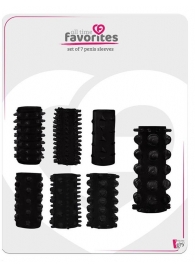 Набор из 7 черных насадок PENIS SLEEVES SET - Dream Toys - в Ногинске купить с доставкой
