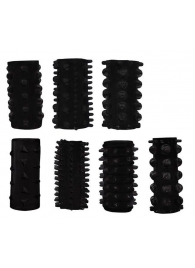 Набор из 7 черных насадок PENIS SLEEVES SET - Dream Toys - в Ногинске купить с доставкой