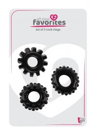 Набор из 3 черных эрекционных колец SET OF 3 COCKRINGS - Dream Toys - в Ногинске купить с доставкой