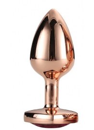 Золотистая анальная втулка с кристаллом-сердечком розового цвета - 7,1 см. - Dream Toys - купить с доставкой в Ногинске