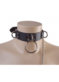 Черный кожаный ошейник Big Ring - Sitabella - купить с доставкой в Ногинске