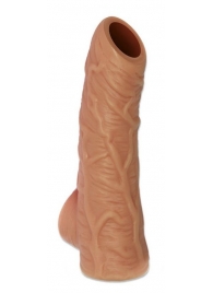 Телесная открытая насадка-реалистик с подхватом мошонки Nude Sleeve L - 14 см. - KOKOS - в Ногинске купить с доставкой