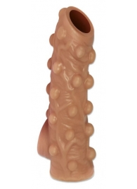 Телесная насадка с бугорками и открытой головкой Nude Sleeve M - 12 см. - KOKOS - в Ногинске купить с доставкой