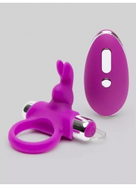 Лиловое виброкольцо с пультом ДУ Remote Control Cock Ring - Happy Rabbit - в Ногинске купить с доставкой