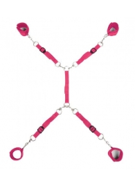 Ярко-розовый набор фиксаций на кровати Classic Bed Spreader - Lux Fetish - купить с доставкой в Ногинске
