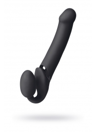 Черный безремневой вибрострапон Vibrating Bendable Strap-On L - Strap-on-me - купить с доставкой в Ногинске