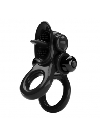Черное эрекционное кольцо с подхватом мошонки и стимулятором клитора Passionate Ring - Baile - в Ногинске купить с доставкой