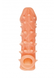 Телесная закрытая насадка с пупырышками Cock Sleeve Size M - 15,6 см. - KOKOS - в Ногинске купить с доставкой